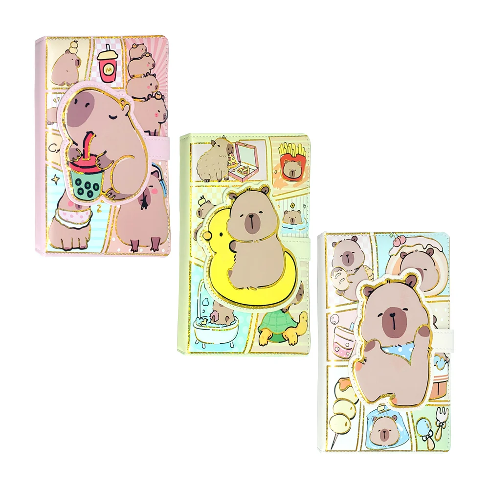 Diario libreta con broche 3d y estampado de capibara, variedad de diseños y colores / bc-80-2