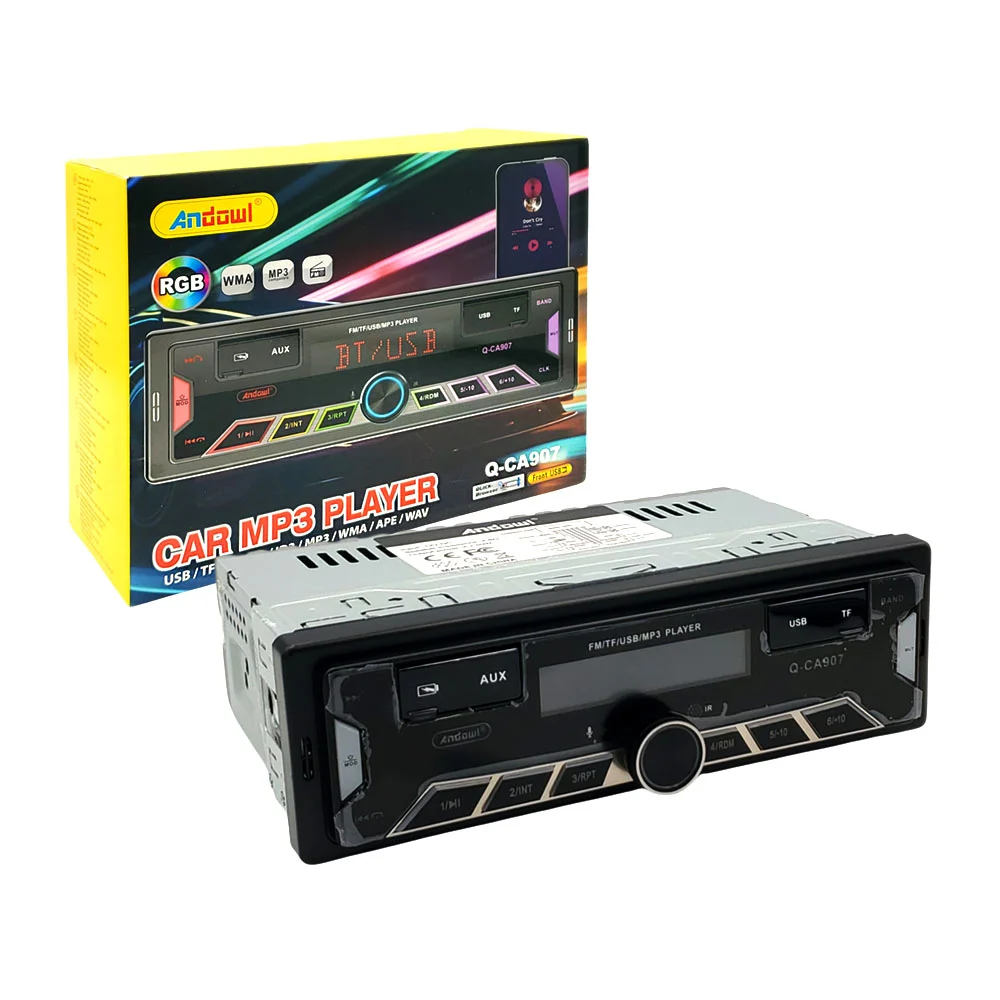 Esteréo / reproductor de mp3 andowl con radio fm, puerto usb-tf, id3, wma, ape, wav y luces rgb / q-ca907