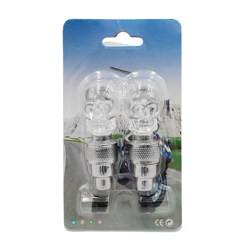 Blíster 2 pivote led en forma de calavera para válvula de llantas / flash valve sealing cap