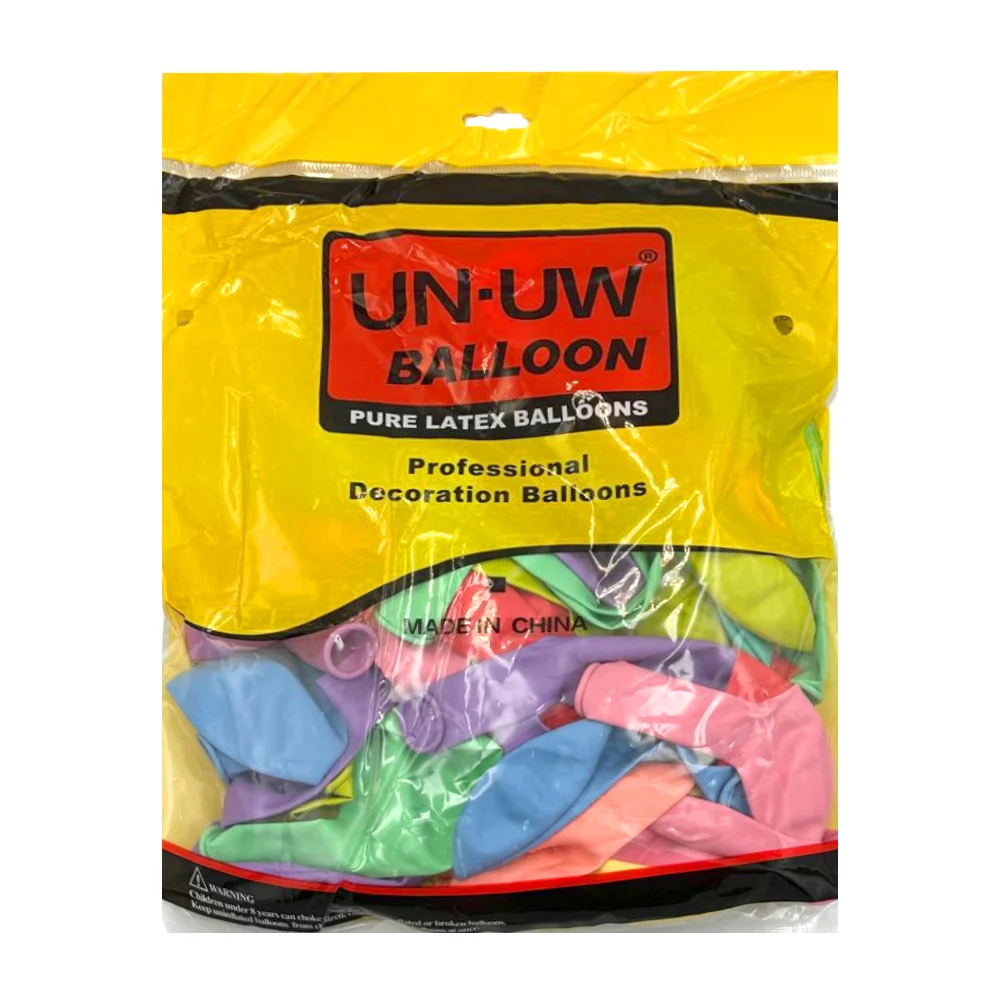 Paquete con 50 diversos globos látex de 12 pulgadas en color pastel / un-uv balloon