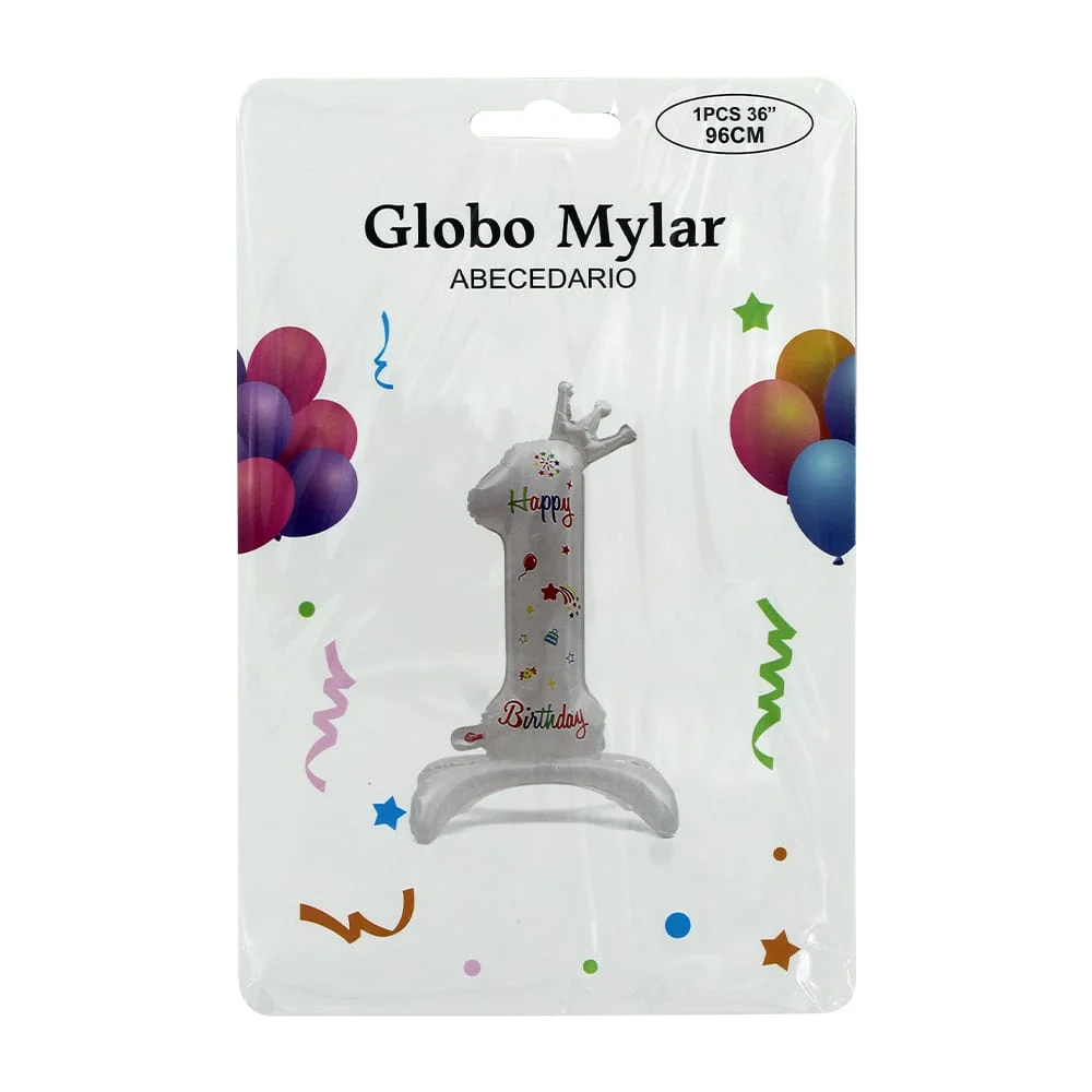 1pza Globo grande de 36 pulgadas, 96cm con diseño de numero con frase happy birthday, variedad de números / qq-7y