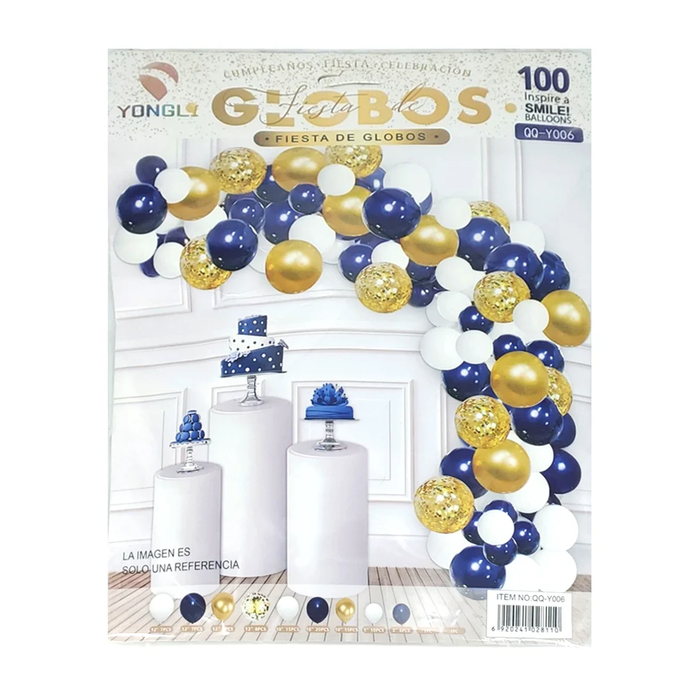 Kit decorativo con 98 globos de diversos tamaños y 2 tiras de cadena transparente / yongli / qq-y006