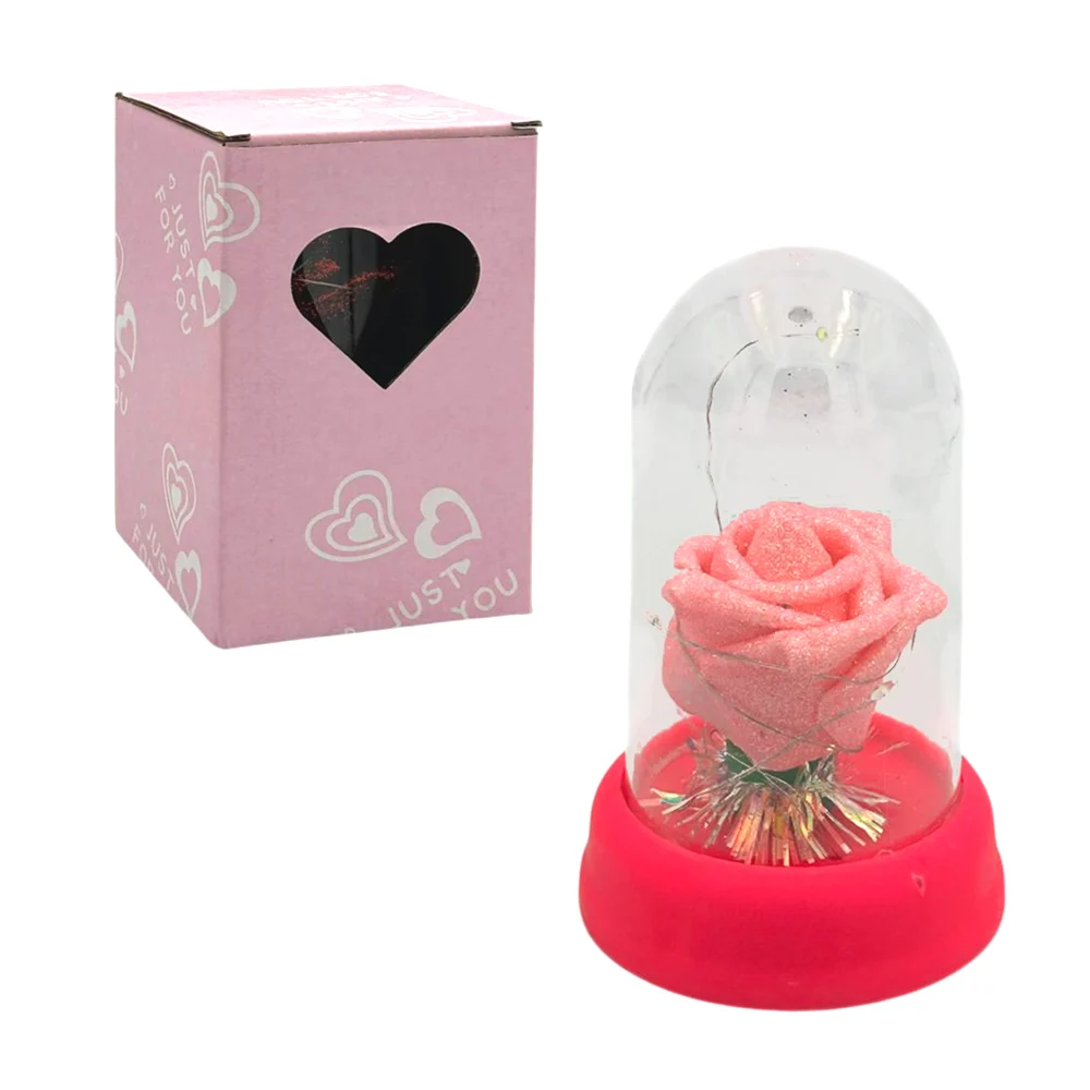 Rosa de foamy con diamantina y tira de luz led, 13cm, variedad de colores / just for you / qr-369