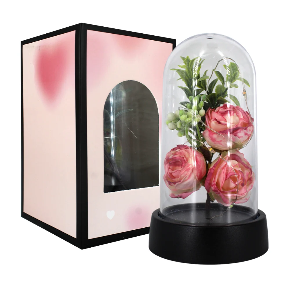 Lámpara decorativa de cristal con mini ramo de flores encapsuladas y serie de luces, variedad de modelos / 185620