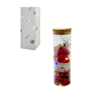 Frasco decorativo, de cristal - vidrio, transparente, con un ramo de …
