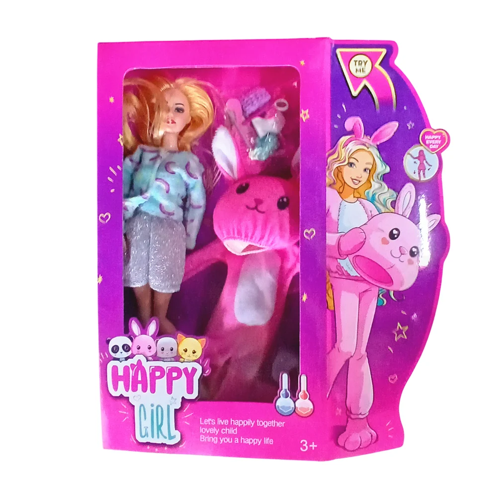 Barbie happy girl diseño de pijama con mascara kawaii de animales y accesorios, variedad de diseños / qs1058