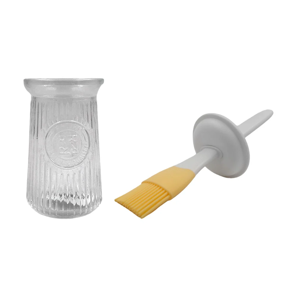 Recipiente de cristal con brocha aceitera de silicón para cocina, 200ml / ro-0087