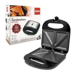 Sandwichera eléctrica rca con plancha antiadherente, luces indicadora…