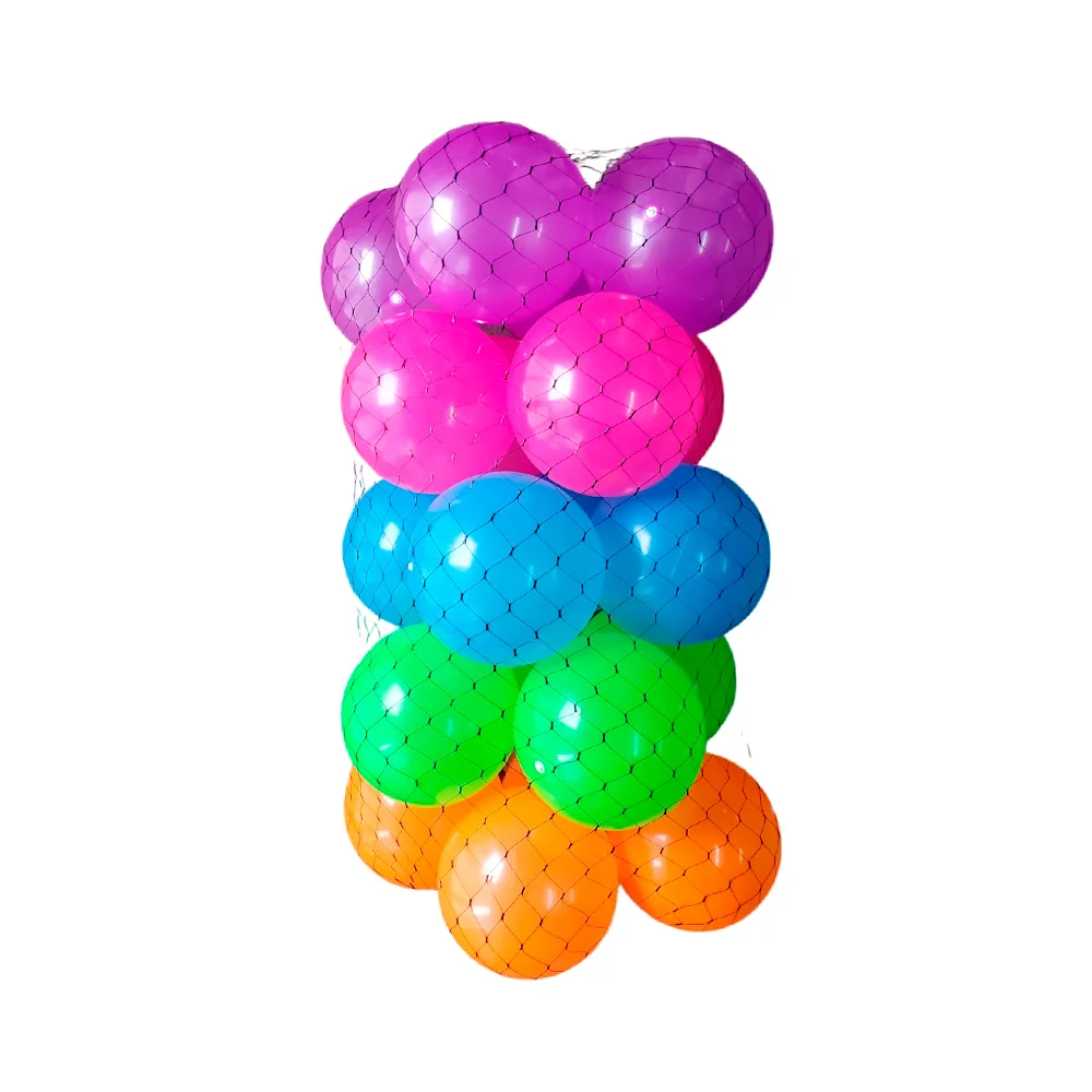 Red con 20 pelotas de plastico con diferentes colores