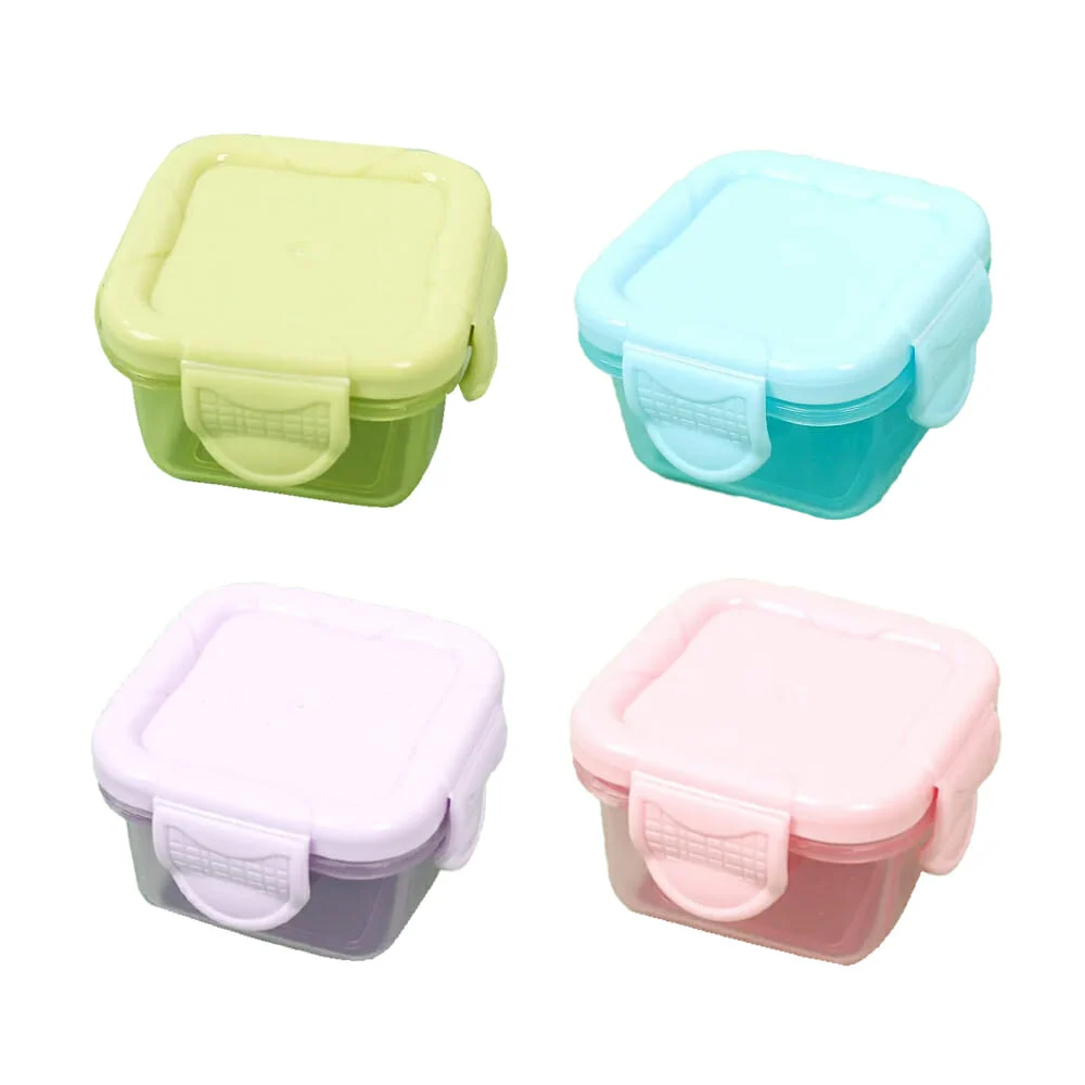 Paquete con 4 mini tuppers o recipientes cuadrados de plástico, variedad de colores / 040 / wz-076 / ya-040 / ro-0401 / lb-718