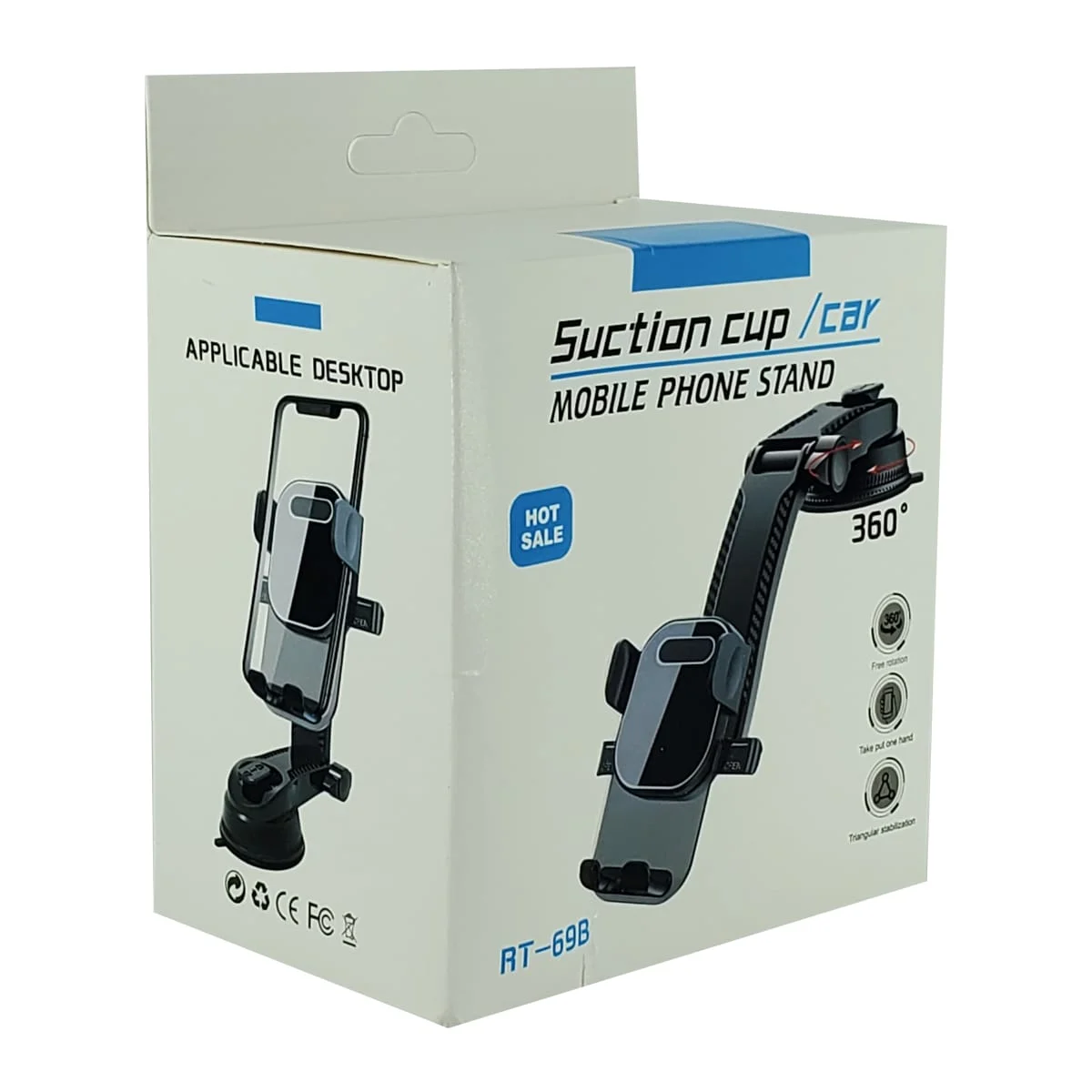 Soporte para el tablero del coche con succión para teléfono con rotación de 360° y brazo móvil con agarre ajustable, variedad de colores / suction cup / mobile phone stand / rt-69b