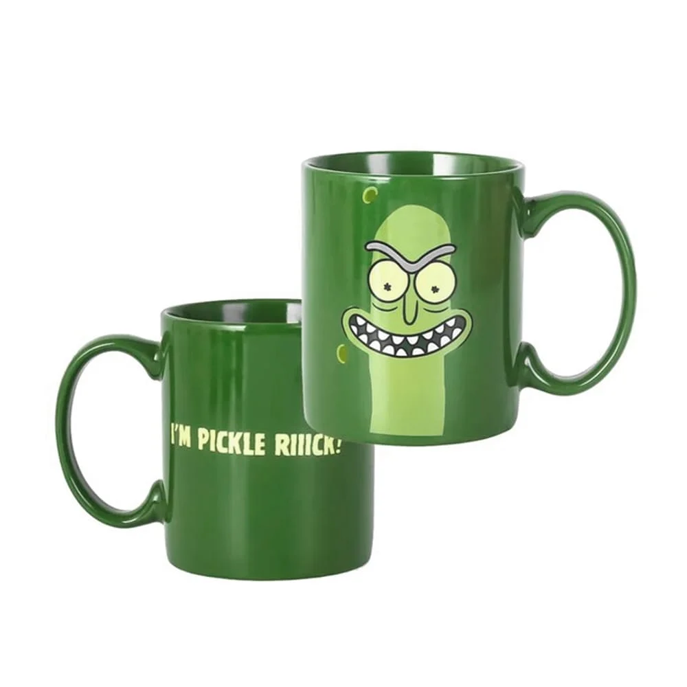 Taza edicion especial de rick and morty con diseño de pepinillo rick, mug-rym-06