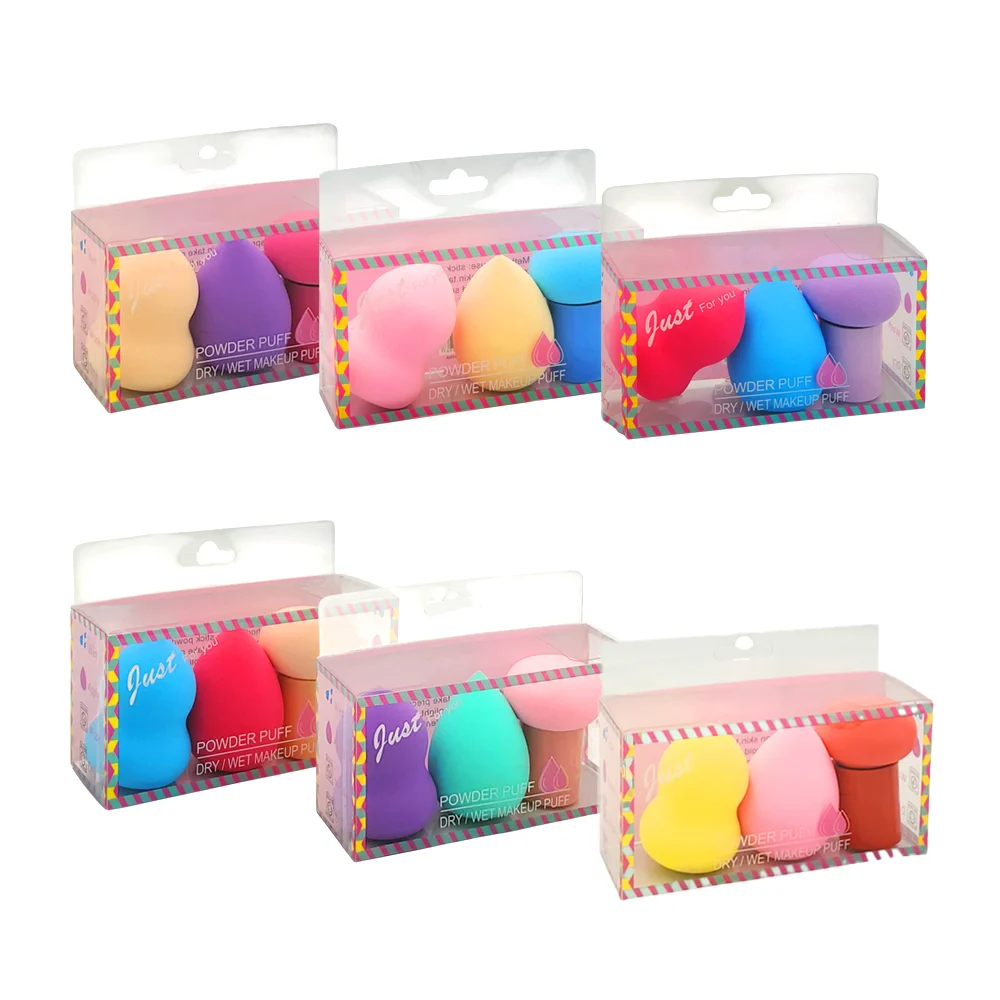 Paquete con 3 esponjas para maquillaje de diferentes formas, variedad de colores / 10988 / just for you / s355