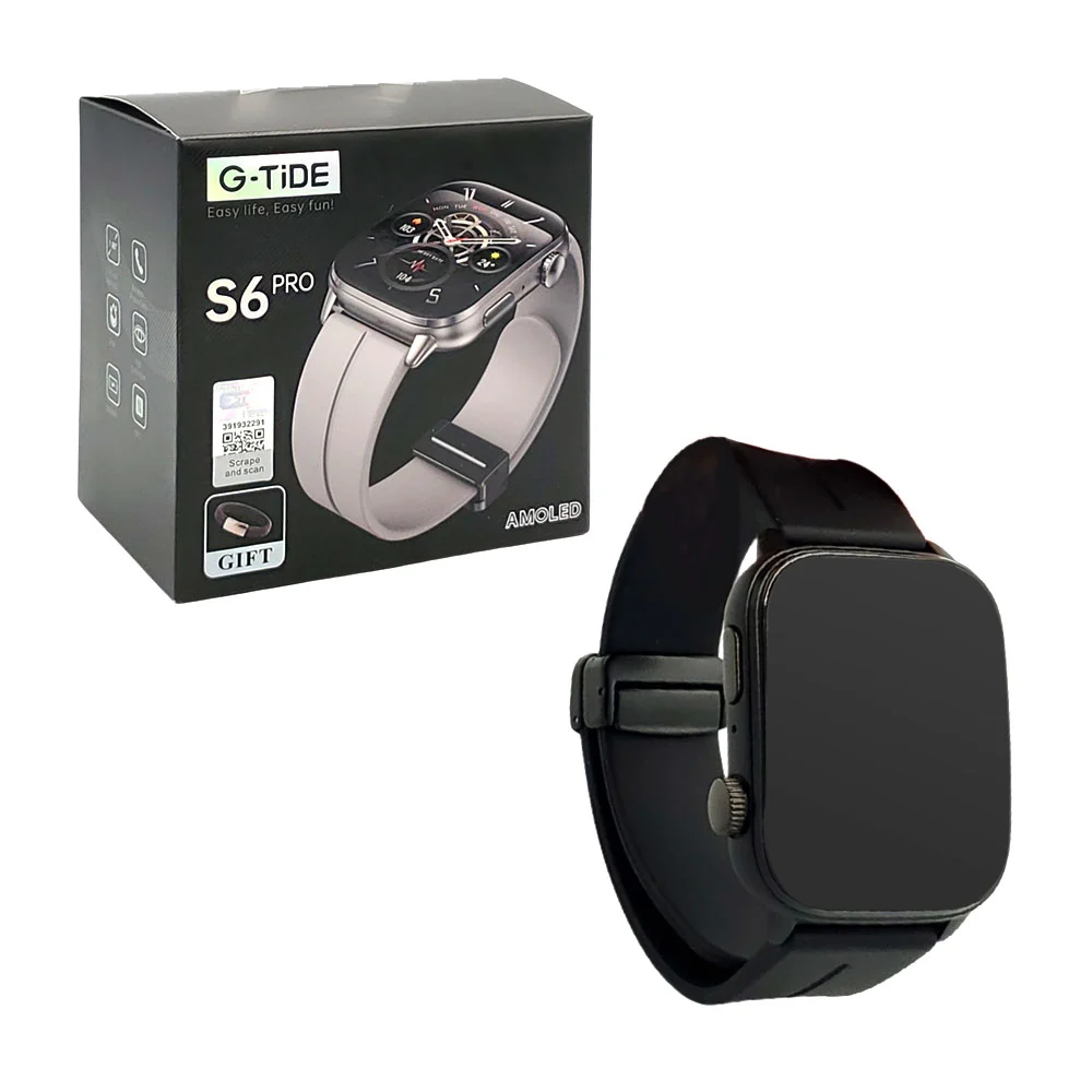 Reloj smartwatch g-tide con pantalla amoled cuadrada, 2 correas intercambiables de plástico, variedad de colores / beyond the limits / s6 pro
