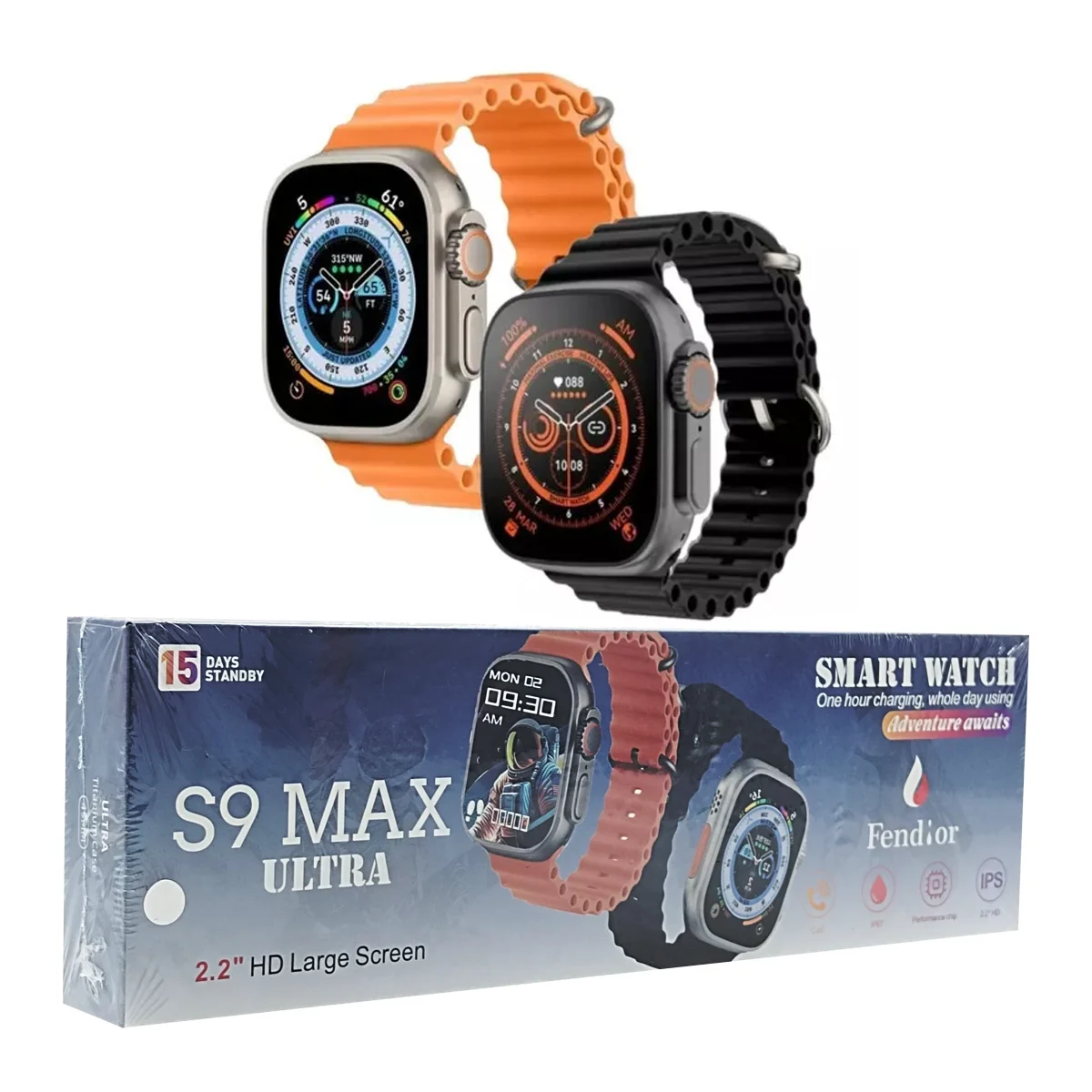 Reloj / smartwatch s9 max ultra con pantalla 2.2 hd de correa intercambiable y carcasa de titanio / adventure awaits /