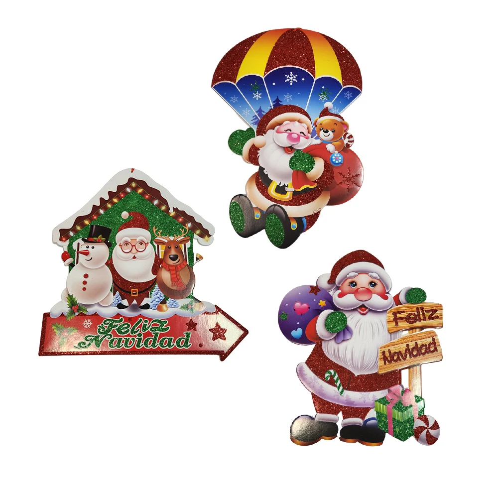 1pza Adorno navideño en forma de santa claus con diamantina, 28x43cm / fan fan merry christmas