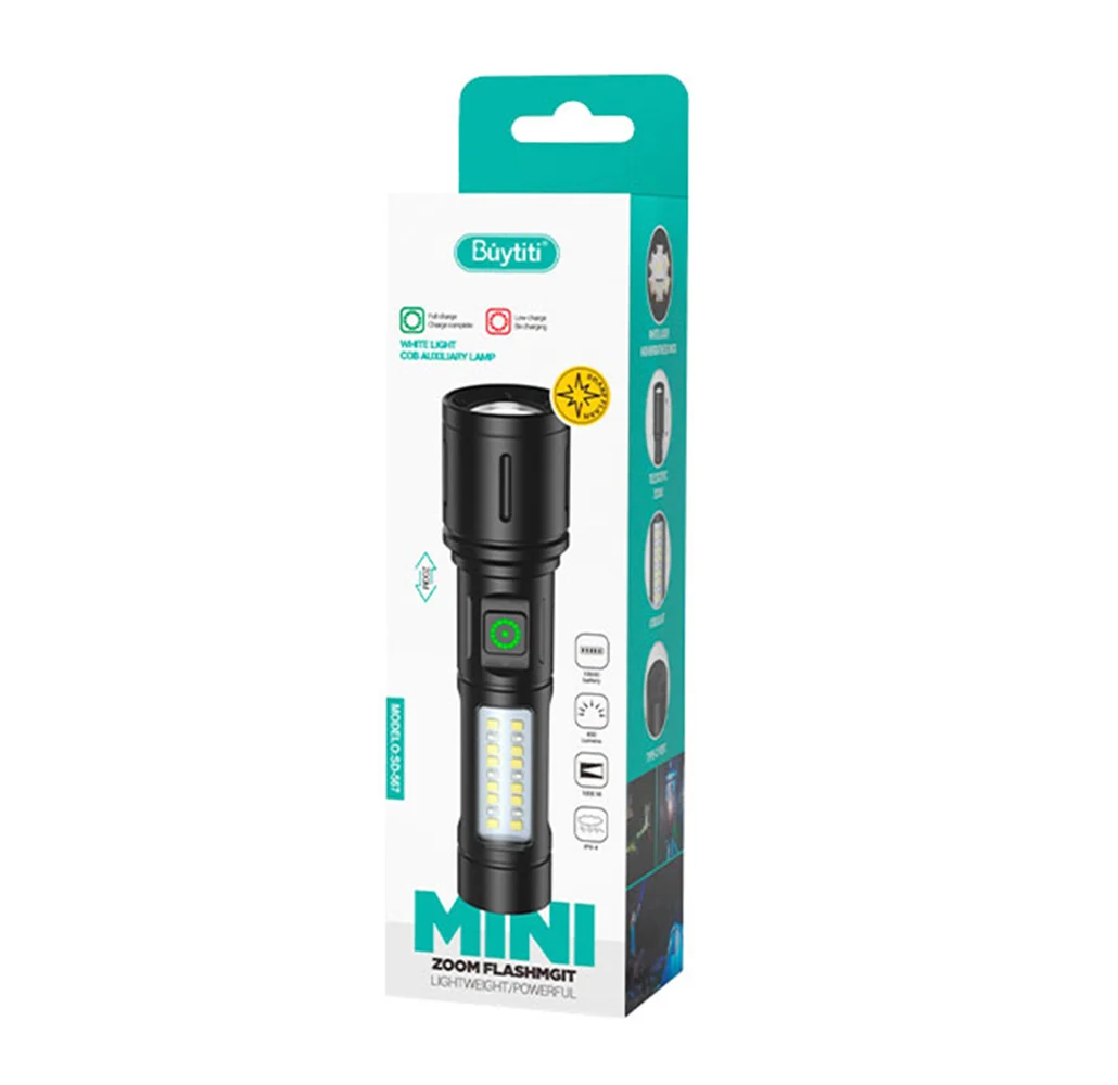 Lámpara / linterna buytiti con 6 modos de luz intercambiable con luz roja de emergencia y zoom ajustable / sd-567