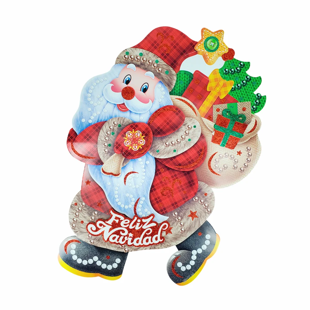 Adorno de 40 x 36 cm, tipo letrero de cartón, con estampados navideños, efecto 3D, con diamantina, variedad de modelos / calcomanías de navidad / cm22998 / hs-2141 / adorno vertical