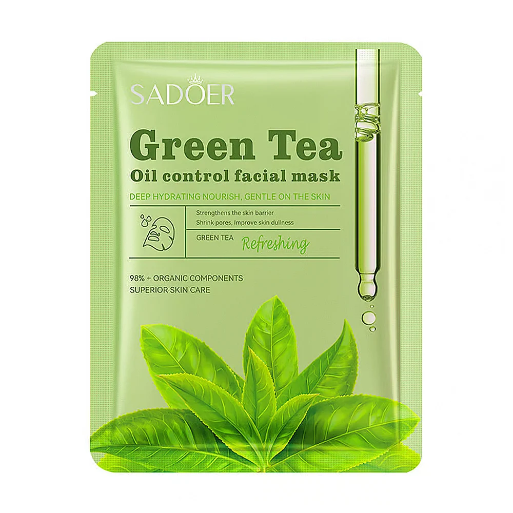 1pza Mascarilla facial refrescante sadoer con extracto de té verde, 25g / sd06226