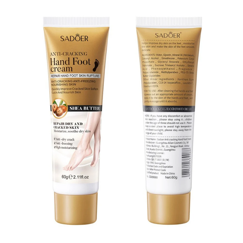 Crema reparadora sadoer con extracto de manteca de karite anti-resequedad para pies y manos, 60g / sd89088