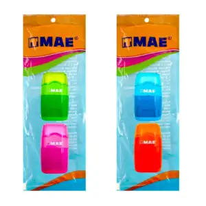 Paquete con 2 borradores grandes con sacapuntas mae, variedad de colo…