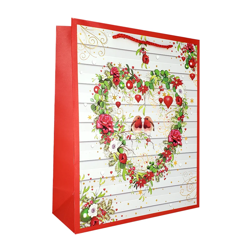 1pza Bolsa de regalo mediana con diseño navideño y efectos dorados 26x32x10cm, variedad de modelos / sdld-190b