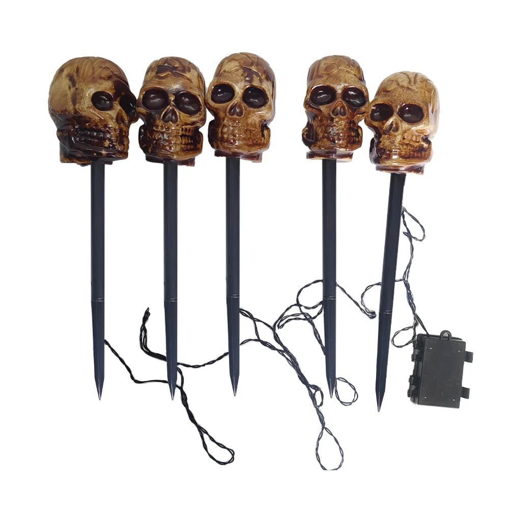 Set 5 lámparas de 37cm en forma de calaveras craneos para jardín / sf-2321
