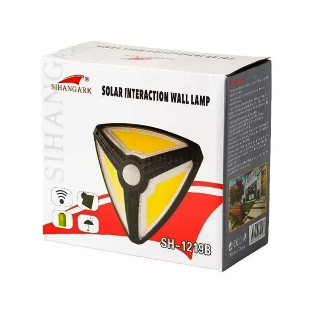 Lámpara led recargable en forma de triángulo con luz blanca y panel solar / sihangark / sh-1219a