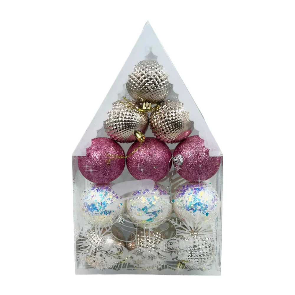 Paquete de 12 esferas navideñas en tonos metálicos y con diamantina, variedad de colores / sh1623