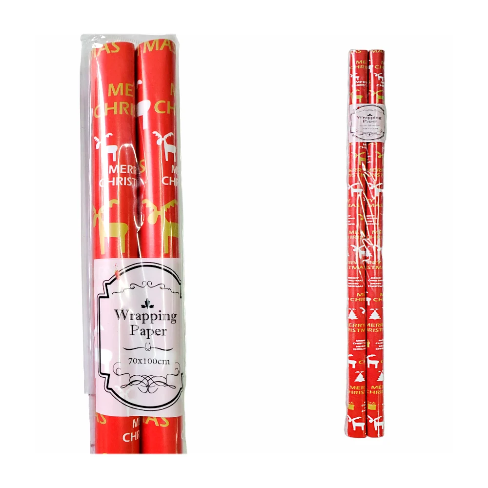 Paquete con 2 rollos de pliegos de papel navideño para envolver regalos, 70x100cm, variedad de modelos / wrapping paper / sh1628