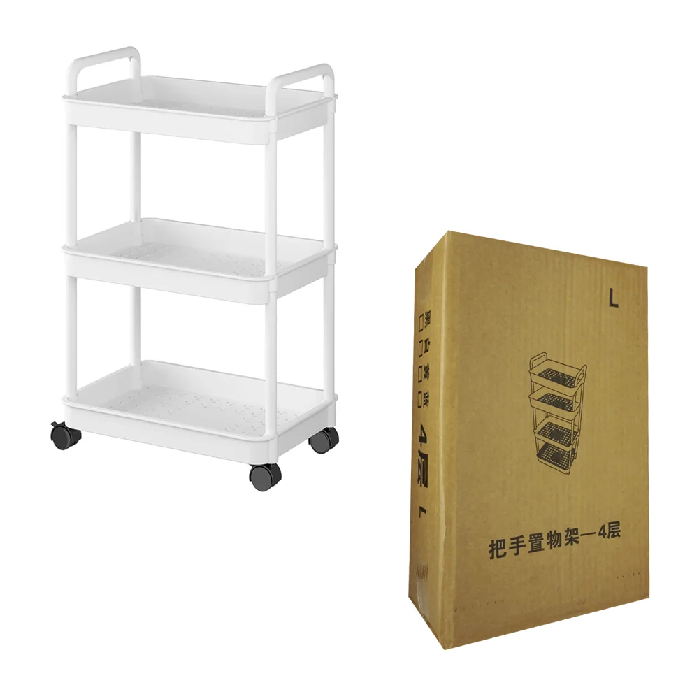 Mueble organizador de plástico multifuncional con 4 niveles y 4 ruedas, variedad de colores
