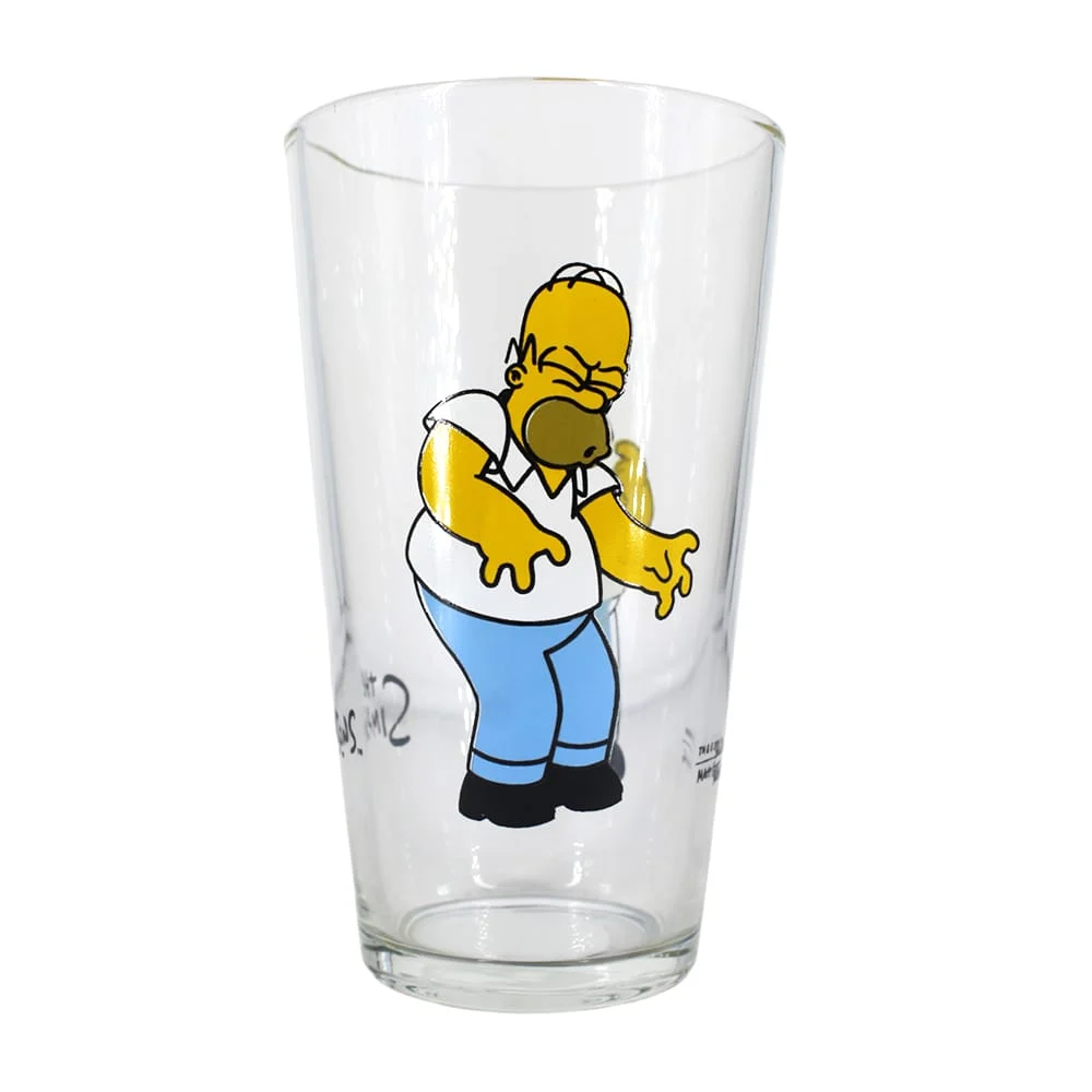 1pza Vaso transparente redondo de vidrio con capacidad de 480ml y diseño de los simpsons, variedad de diseños / h3-vr269