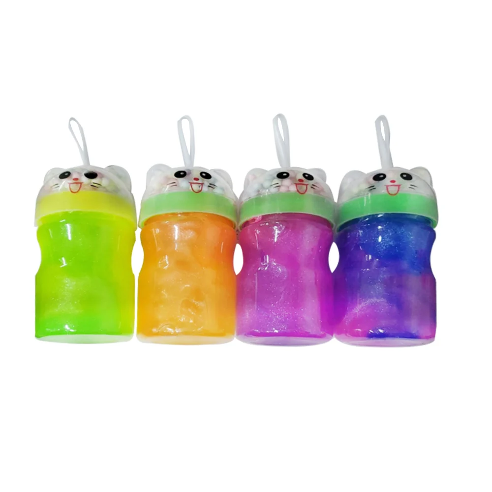 Mini bote de slime con bolitas de colores + diseño de oso, variedad de diseño/ snj-213
