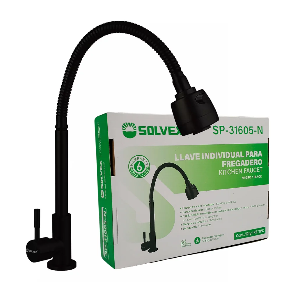 Llave individual para fregadero flexible con modalidad de riegue o chorro / sp-31605-n