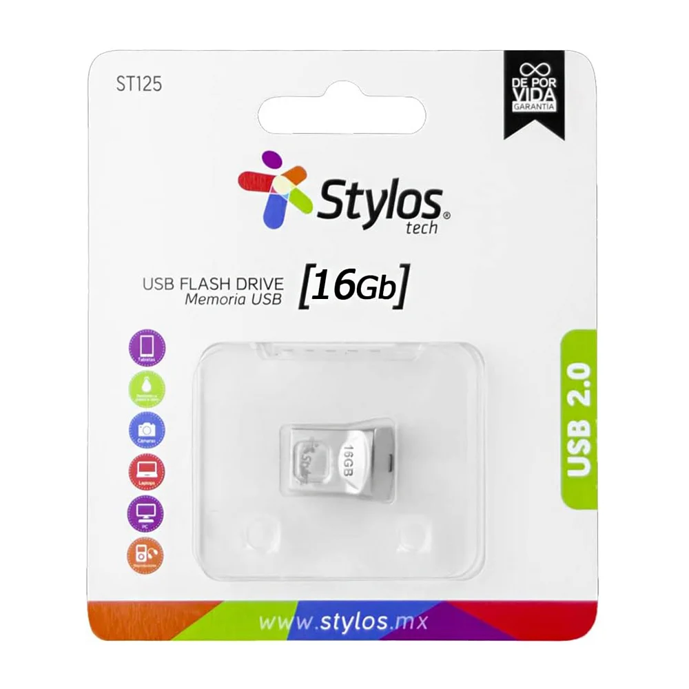 Memoria usb flash drive 2.0 pequeña metálica de 16gb y hoyuelo para colgar, variedad de usos / st125 / stmus42s / stmus42030719
