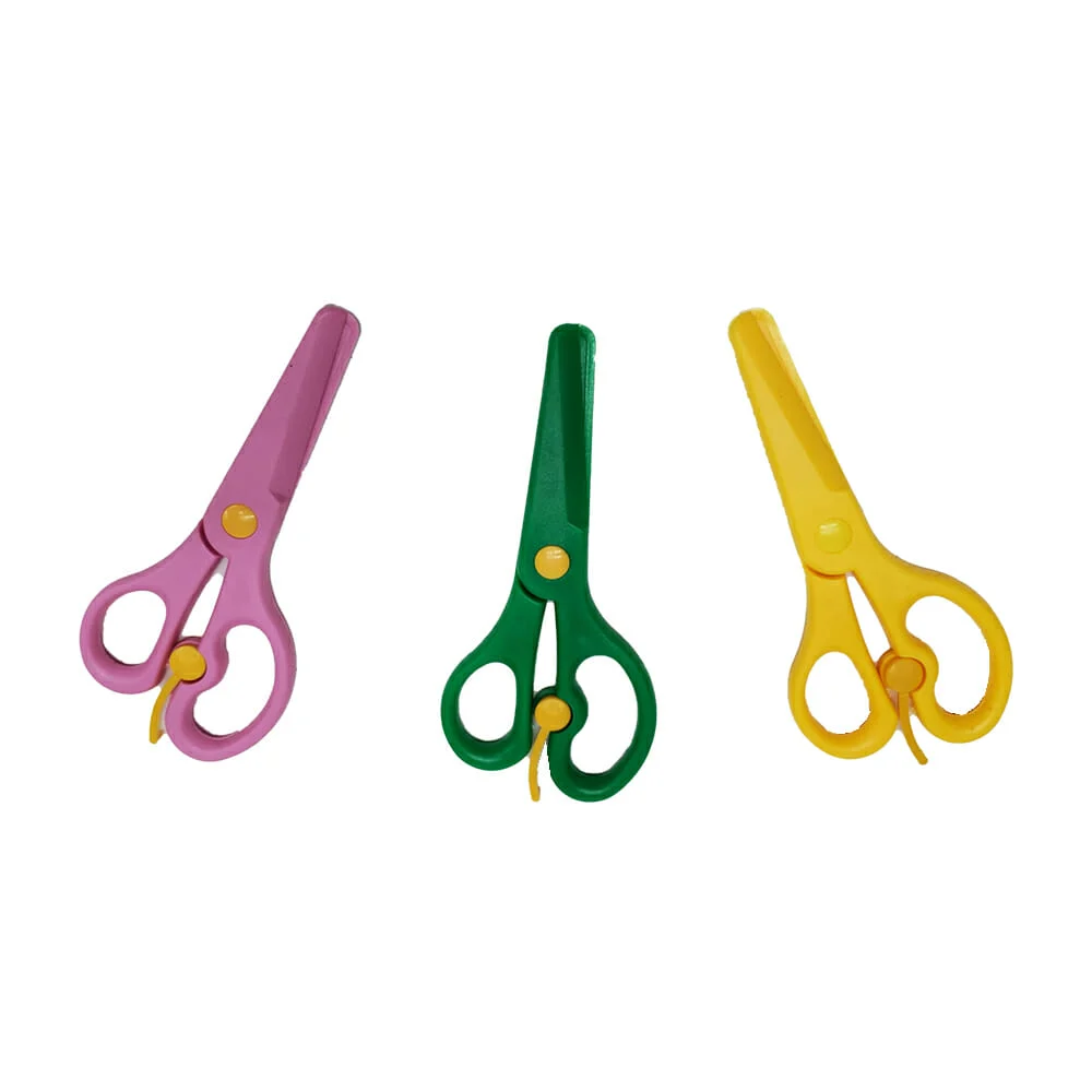 1pza Tijeras de plástico cabeza redonda de seguridad para niños, variedad de colores / st36961