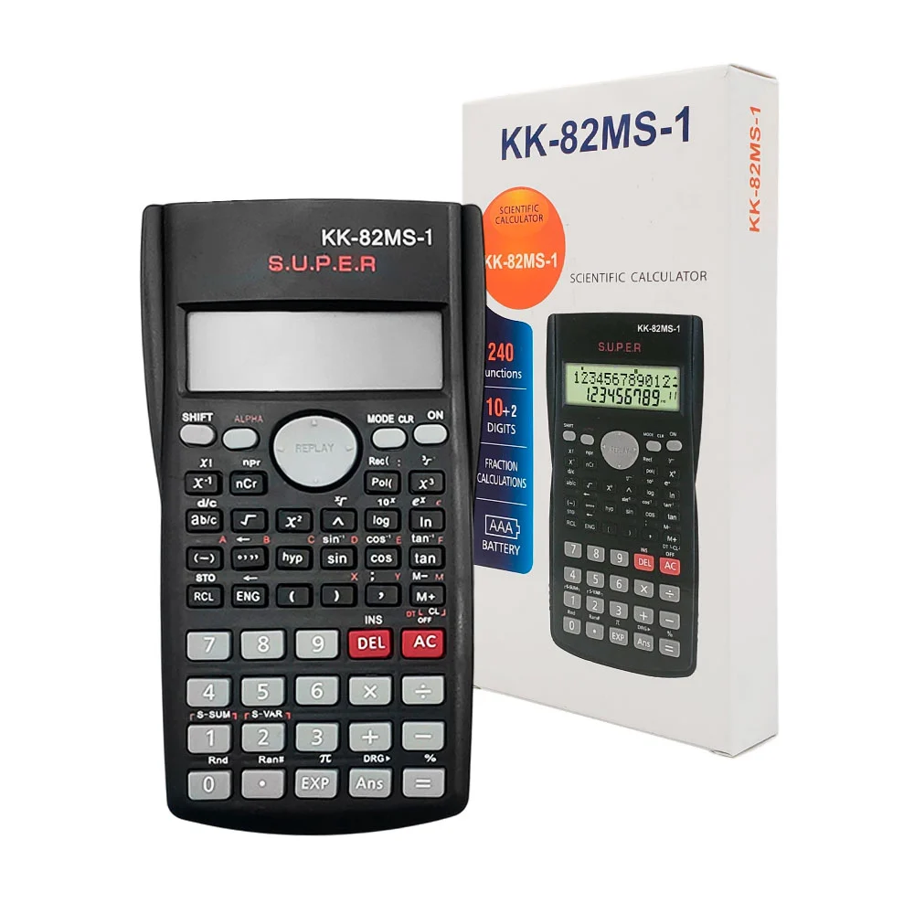 Calculadora científica digital de plástico, con tapa y a pilas, variedad de funciones / kk-82ms-1 / st38139