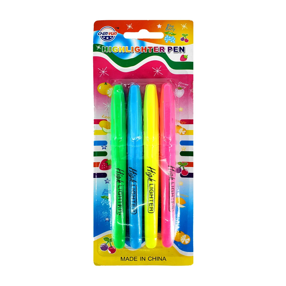 Blíster con 4 marcatextos fluorescentes / highlighter pen / st39043