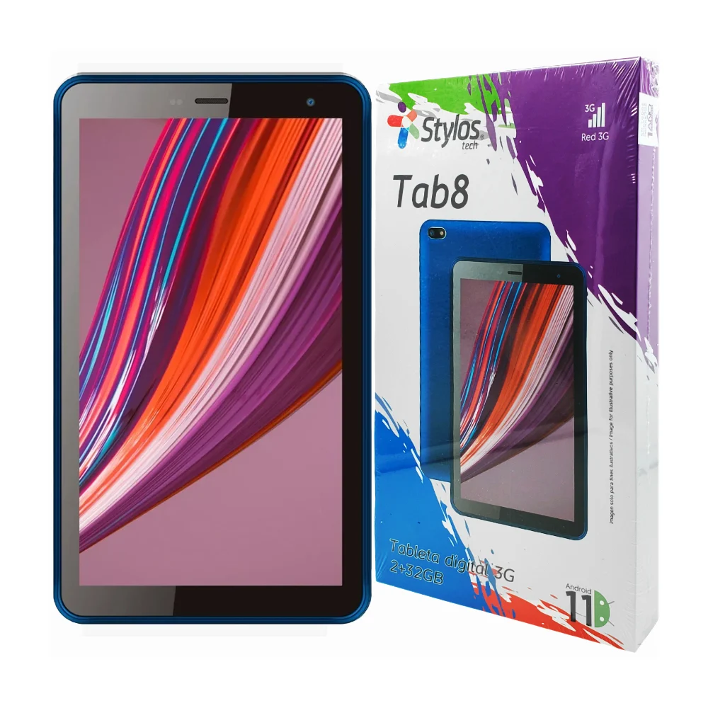 Tableta digital stylos tab8 de 7 pulgadas, 2gb de ram, 32gb de almacenamiento, android 11, 2 cámaras, bluetooth - wifi, red 3g y en color azul / stta3g5a