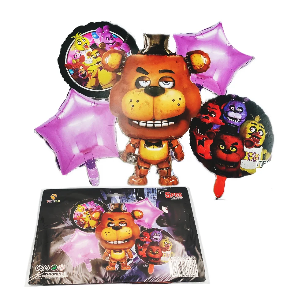 Paquete de 5 globos metálicos de five nights at freddys y estrellas, variedad de modelos / yongli / su-260