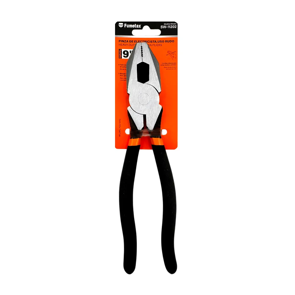 Pinzas de electricista fumetax de 9 pulgadas con mango de pvc antiderrapante para uso rudo / sw-11202
