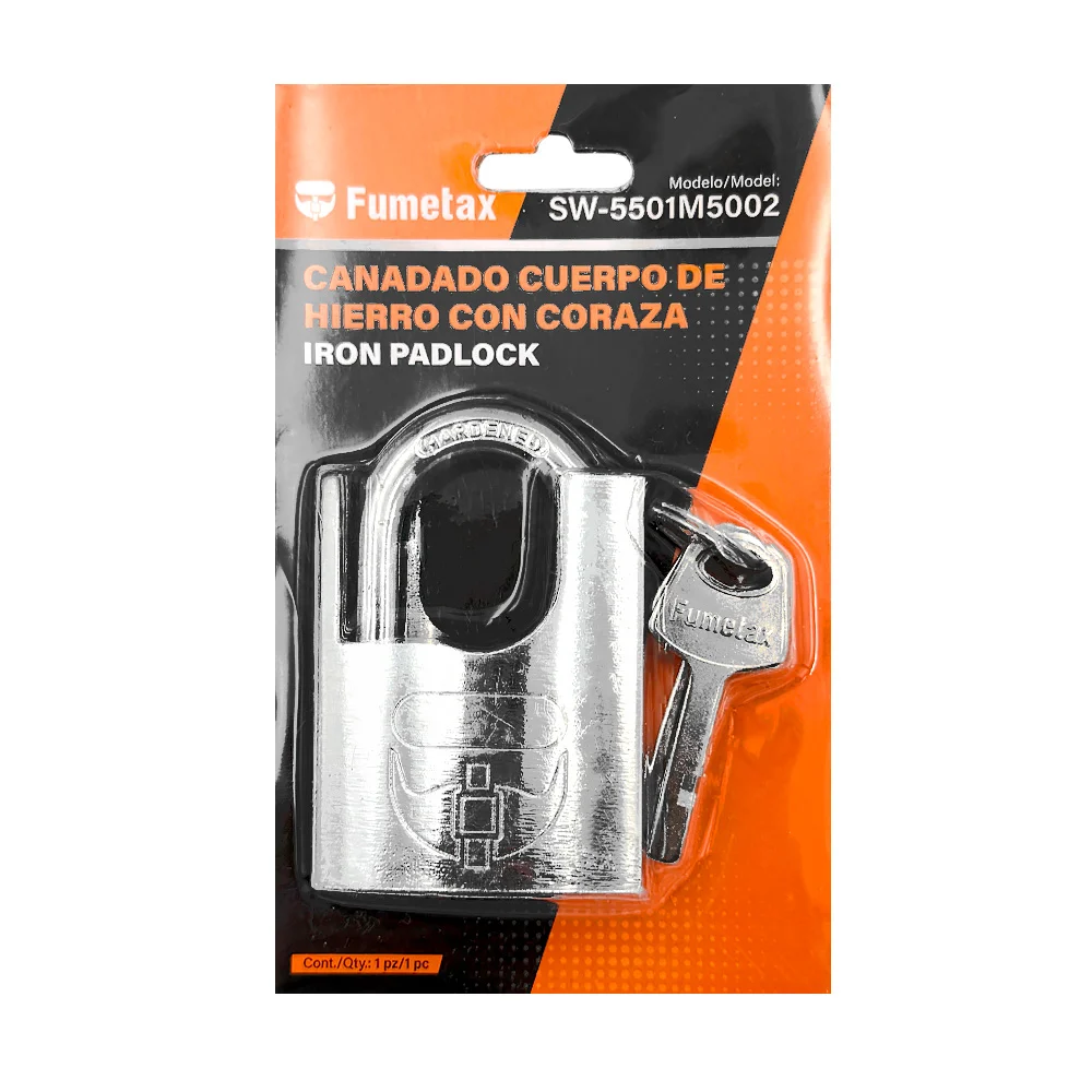 Candado de cuerpo de hierro con coraza fumetax + juego de 4 llaves / sw-5501m5002