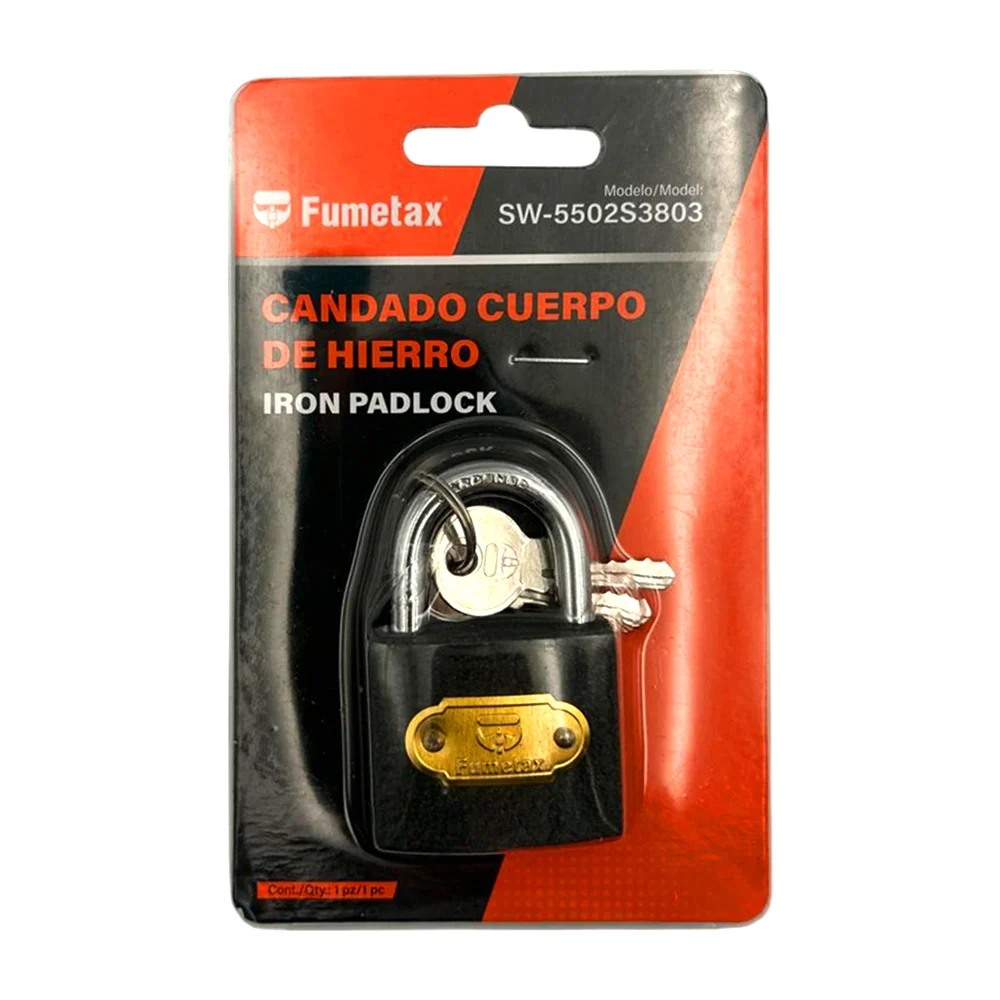 Candado pequeño fumetax de hierro, 4x6cm + juego 3 llaves / sw-5502s3803