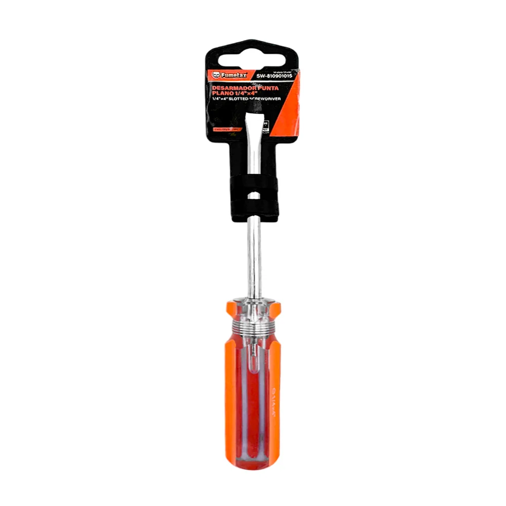 1pza Desarmador con punta plana fumetax de 1/4 x 4 pulgadas y mango de plástico / sw-810901015