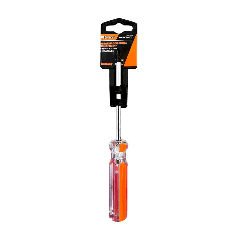 1pza Desarmador con punta de cruz fumetax de ph2x4 pulgadas y mango de plástico / sw-810902033
