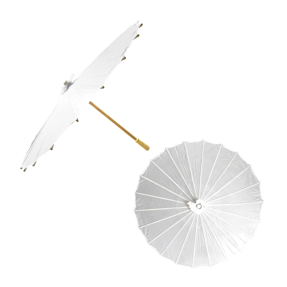 Sombrilla de tela estilo chino en tono blanco / sx-407