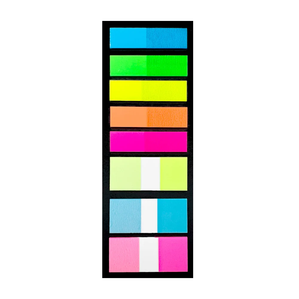 Post it adhesivos rectangulares en color neón paquete con 8 bloques de 2 tamaños diferentes, variedad de colores / t223-237be / l847-237be