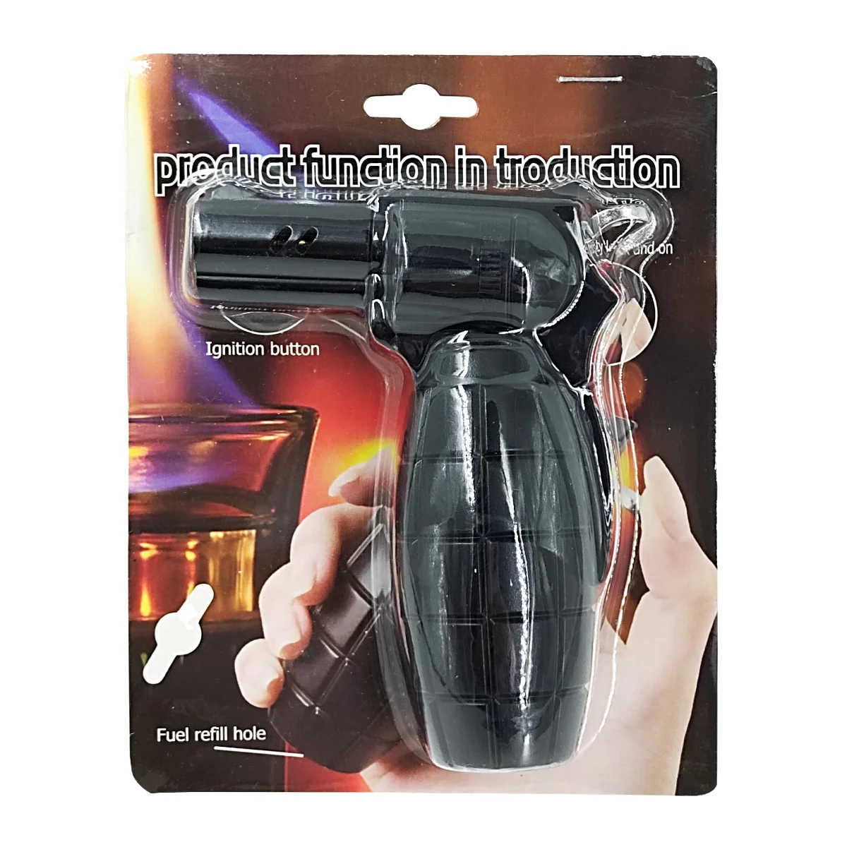 Encendedor de gas tipo soplete en forma de pistola y granada / t228-142hp