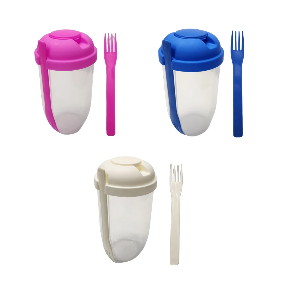 Tupper de plástico tipo vaso multifuncional con cubierto, variedad de colores / 30395