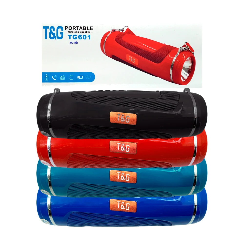 Bocina cilíndrica bluetooth con linterna, correa de tela, ranura usb, sd y auxiliar, variedad de colores / bs132